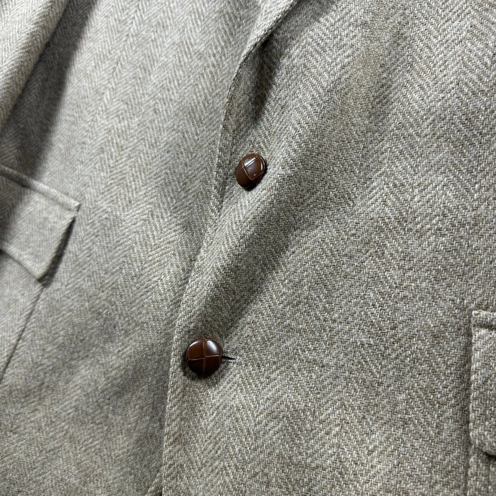 Palm Beach Blazer‎ Mens Big & Tall Tan Wool Herringbone Suede Elbow Patches USA